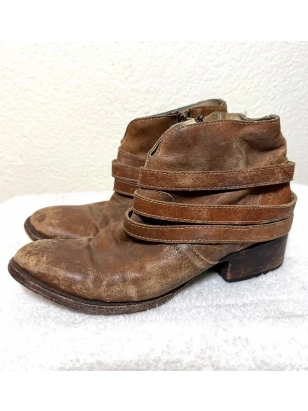 Freebird By Steven Watts Brown Distressed Leather Ankle Boots Size 9